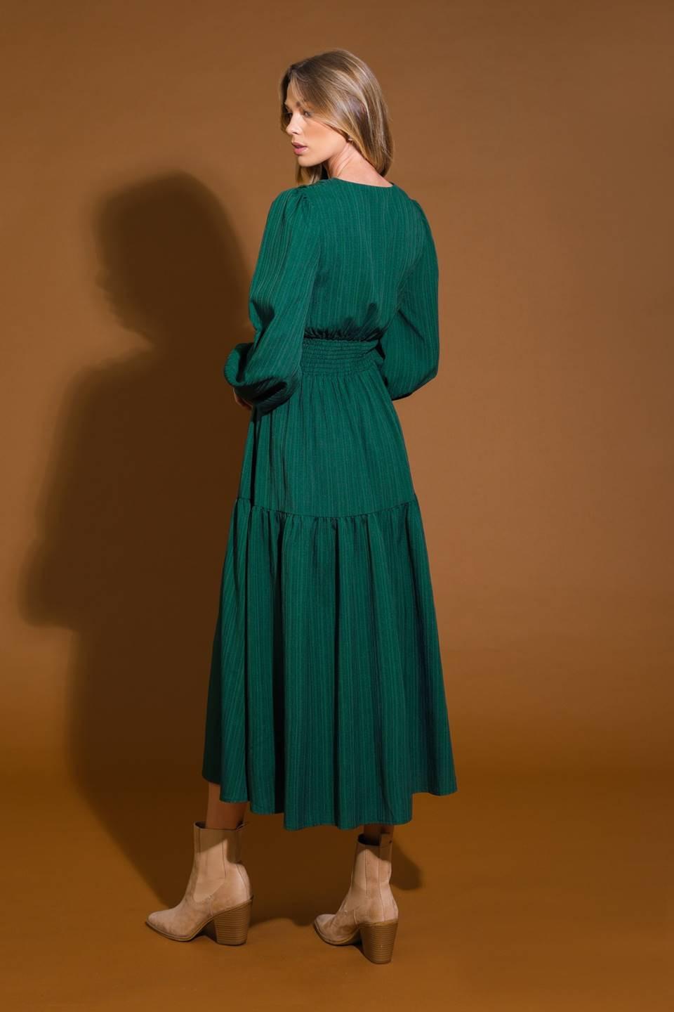 POSH PRESENCE WOVEN MIDI DRESS.