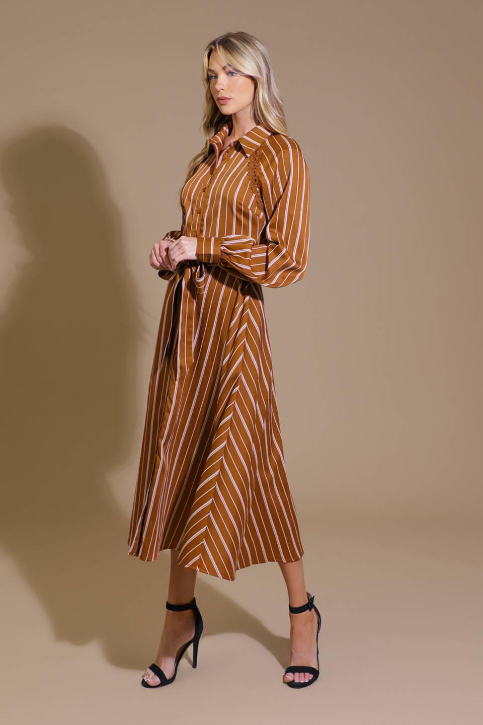 FOREVER YOUR GIRL WOVEN MIDI DRESS.