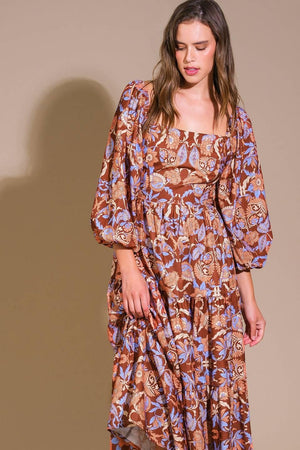 KEEPPING TABS WOVEN MIDI DRESS.