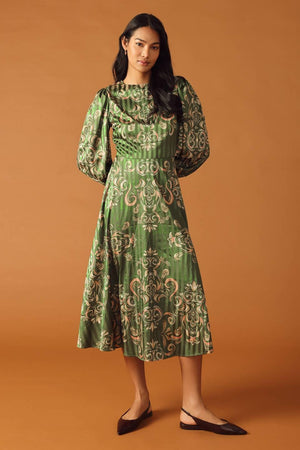 MOMENTS OF CLARITY WOVEN MIDI DRESS.