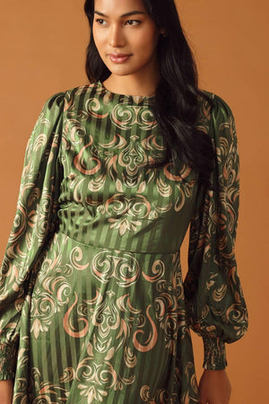 MOMENTS OF CLARITY WOVEN MIDI DRESS.