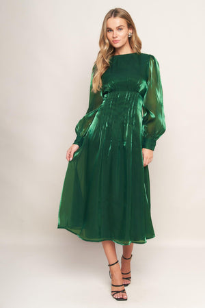 VITAL MOMENT WOVEN MIDI DRESS.