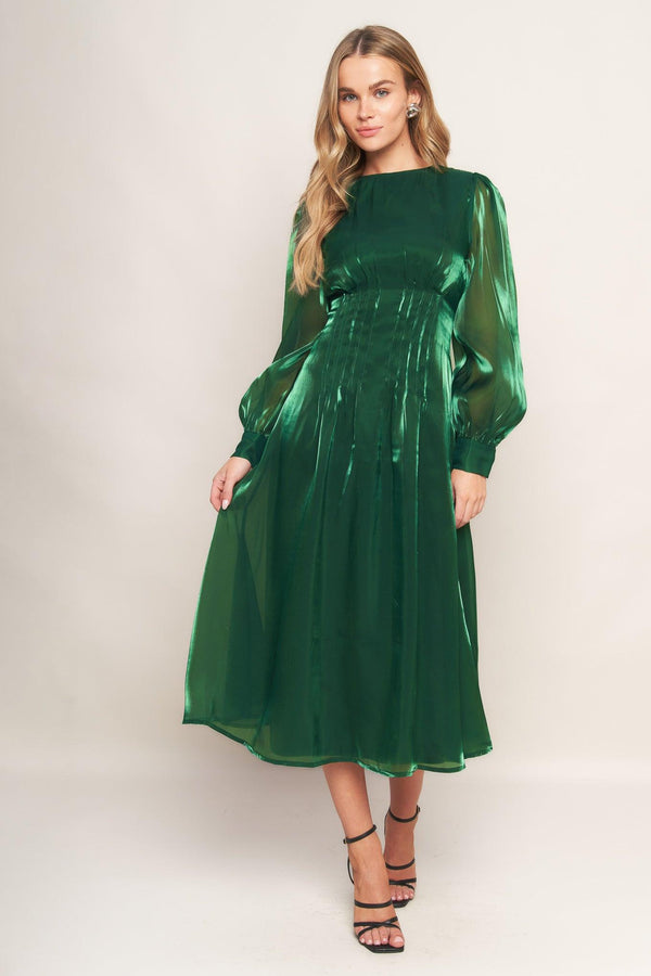 VITAL MOMENT WOVEN MIDI DRESS.