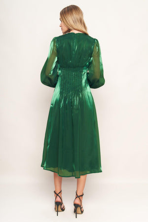 VITAL MOMENT WOVEN MIDI DRESS.