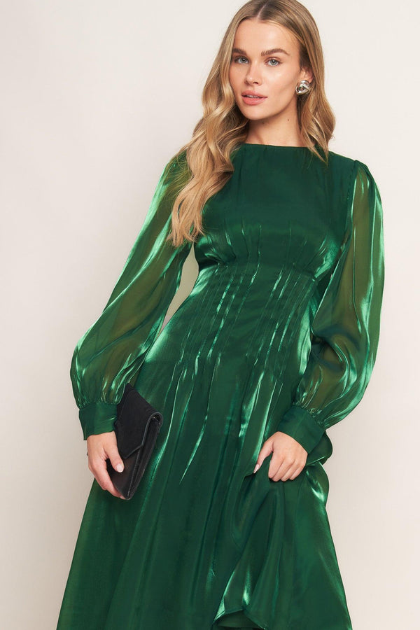 VITAL MOMENT WOVEN MIDI DRESS.