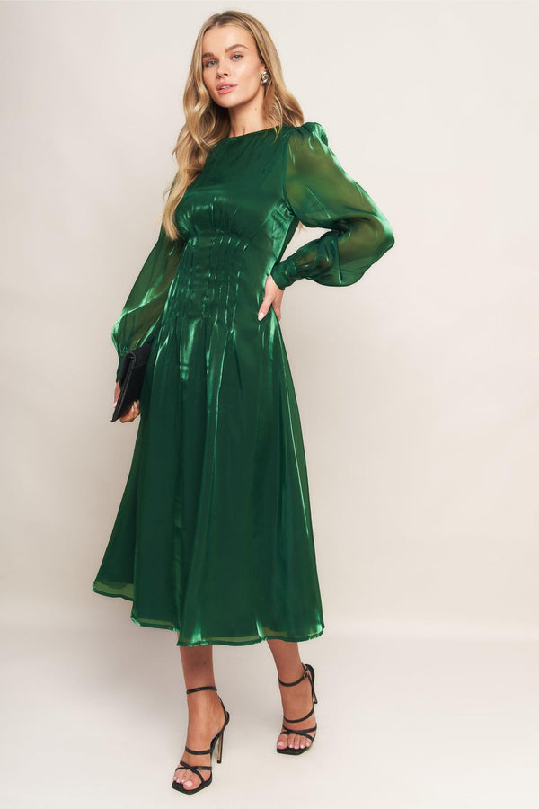 VITAL MOMENT WOVEN MIDI DRESS.