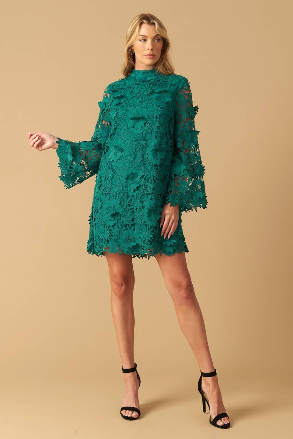 IN THE FLOW WOVEN LACE MINI DRESS.