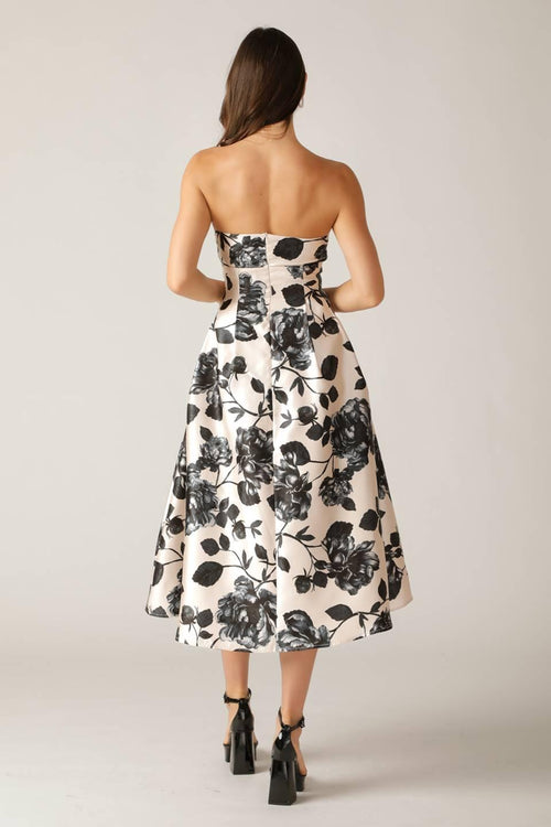 Flying Tomato Black Velvet Rhinestone Midi Dress
