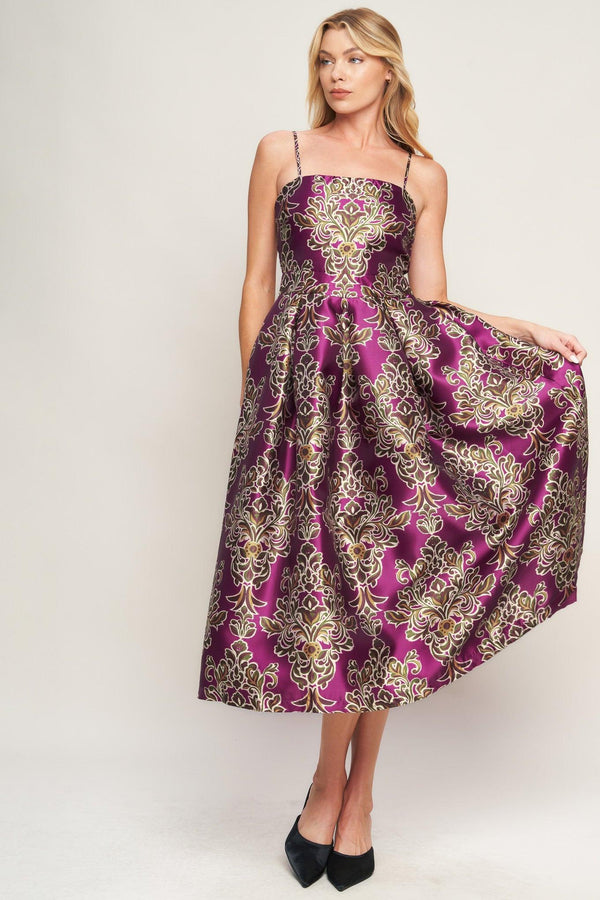 ALONG THE WAY WOVEN MIDI DRESS.