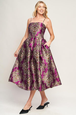 ALONG THE WAY WOVEN MIDI DRESS.