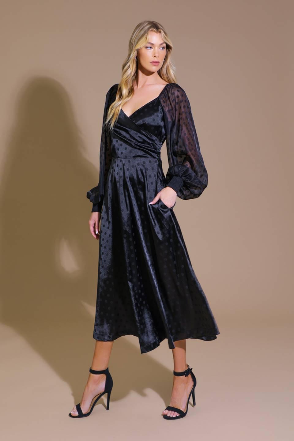LUMINOUS VIBES WOVEN MIDI DRESS.