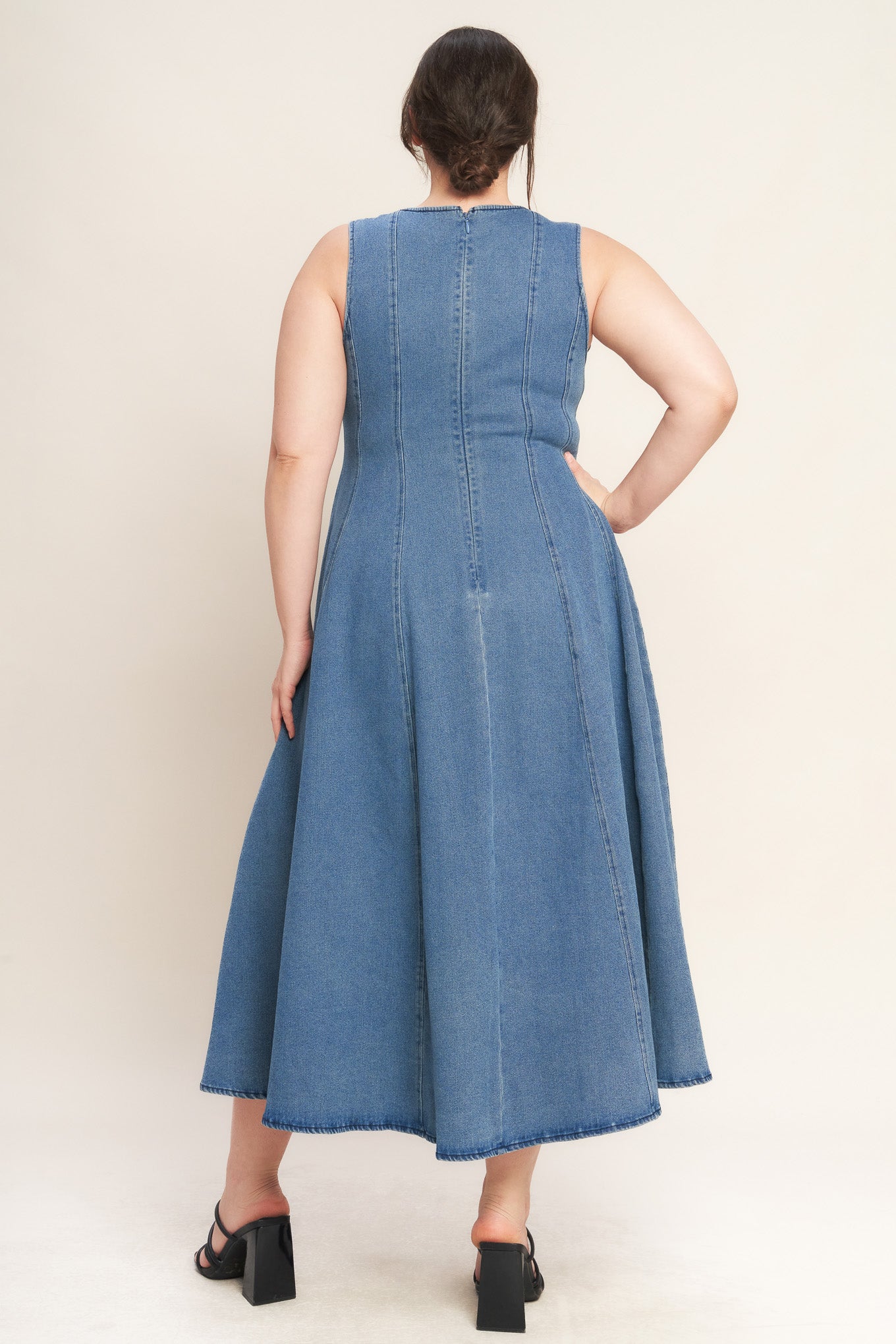 STARS AHEAD DENIM MIDI DRESS