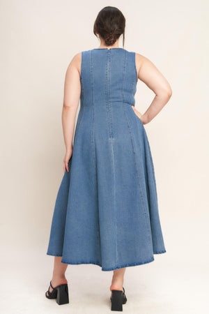 STARS AHEAD DENIM MIDI DRESS - Flying Tomato - DRESSES - Flying Tomato