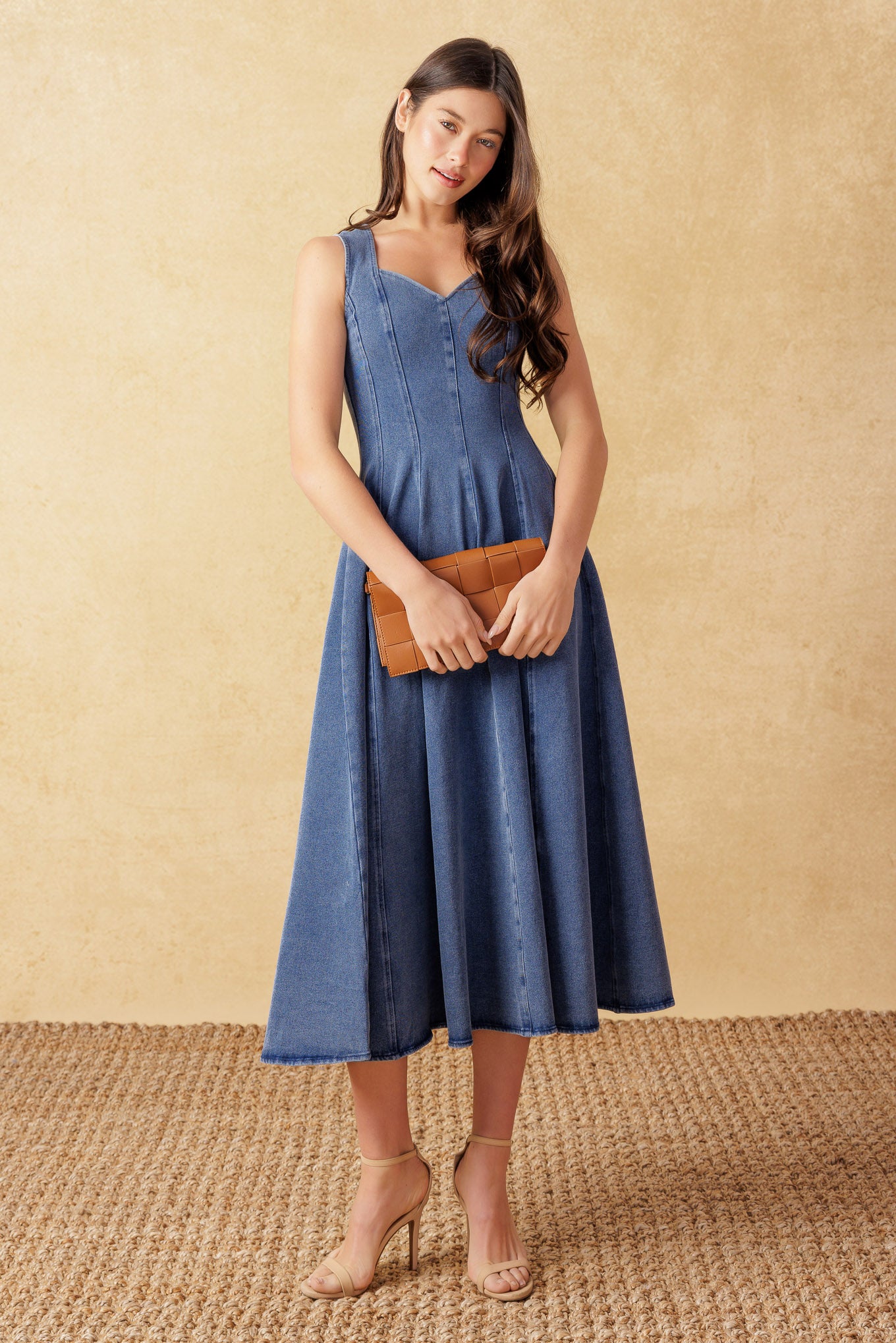 STARS AHEAD DENIM MIDI DRESS