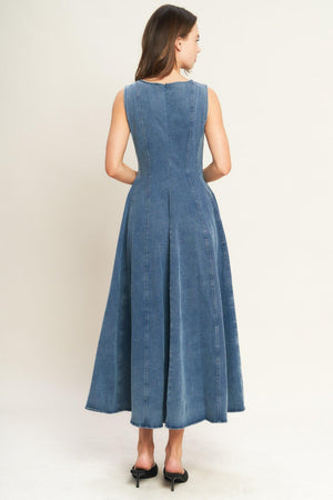 STARS AHEAD DENIM MIDI DRESS - Flying Tomato - DRESSES - Flying Tomato