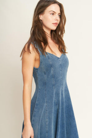 STARS AHEAD DENIM MIDI DRESS - Flying Tomato - DRESSES - Flying Tomato