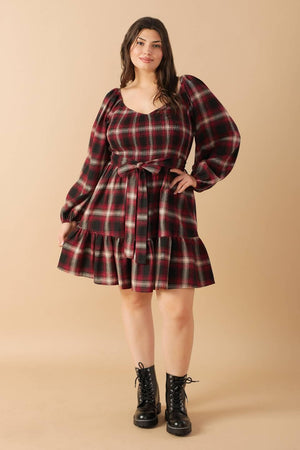 BE WITH YOU WOVEN PLAID MINI DRESS.