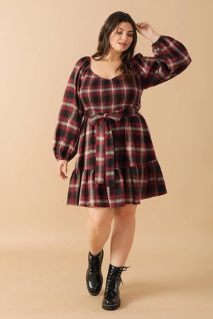 BE WITH YOU WOVEN PLAID MINI DRESS.