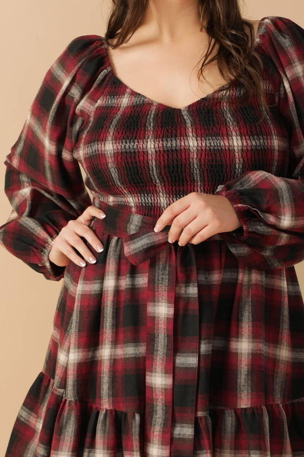 BE WITH YOU WOVEN PLAID MINI DRESS.