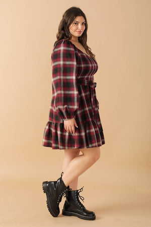 BE WITH YOU WOVEN PLAID MINI DRESS.