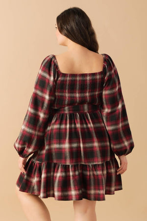BE WITH YOU WOVEN PLAID MINI DRESS.