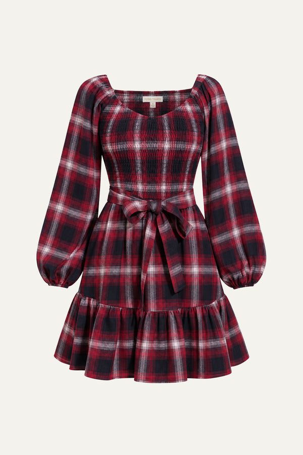 BE WITH YOU WOVEN PLAID MINI DRESS
