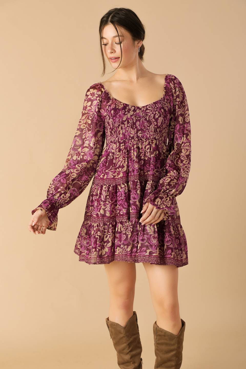 SERENE RADIANCE WOVEN MINI DRESS