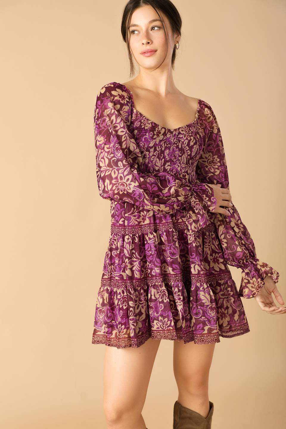 SERENE RADIANCE WOVEN MINI DRESS