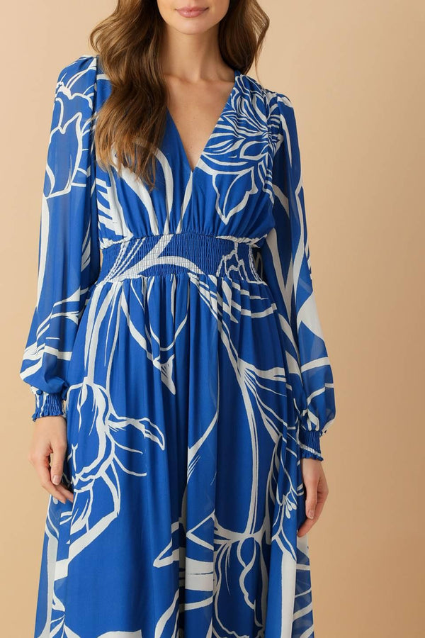 DANCING DEWDROPS WOVEN MAXI DRESS.