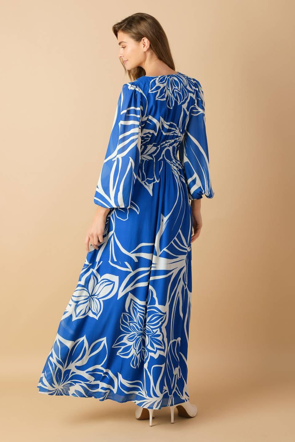 DANCING DEWDROPS WOVEN MAXI DRESS.