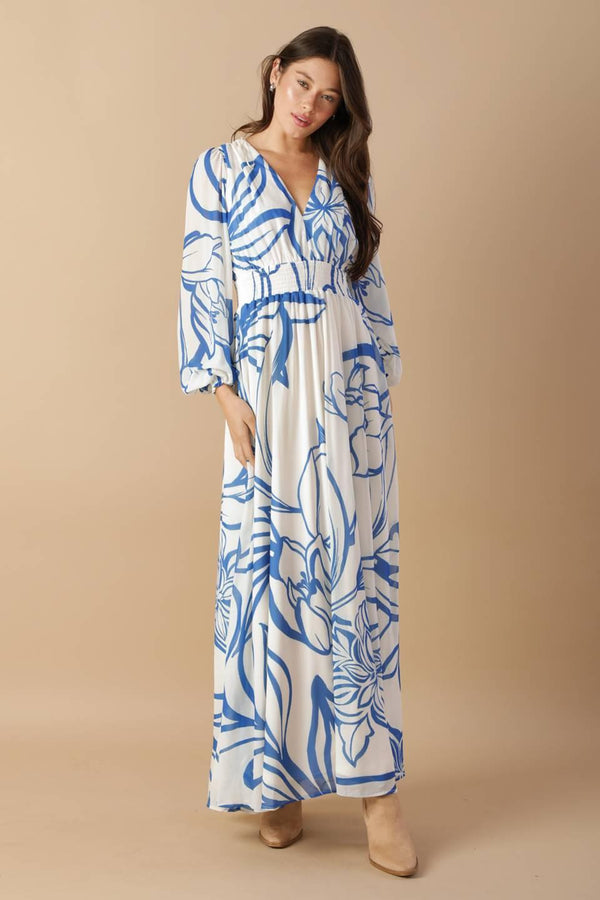 DANCING DEWDROPS WOVEN MAXI DRESS.