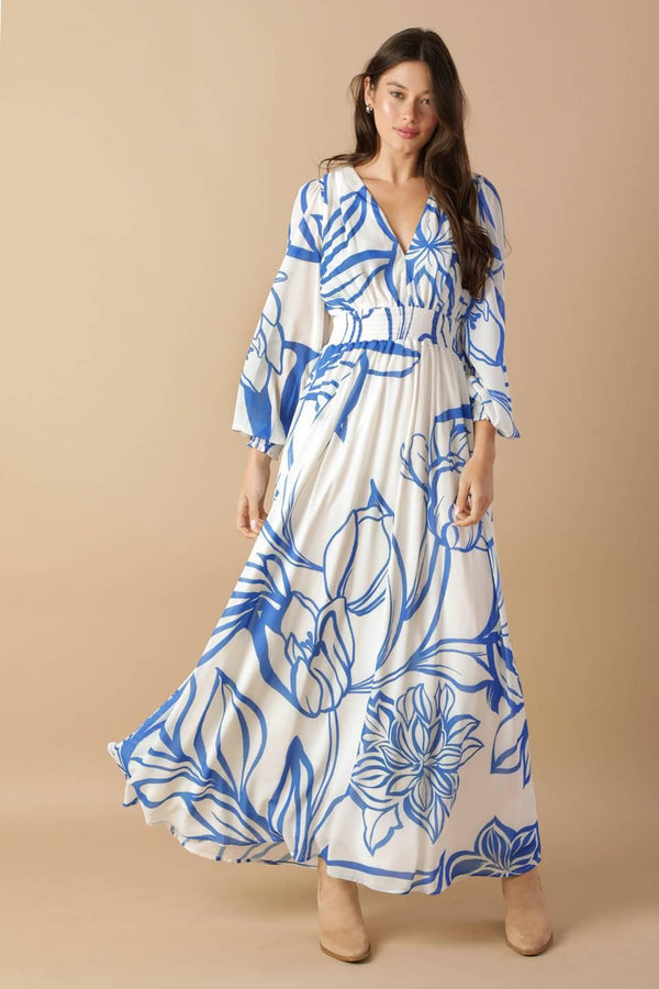 DANCING DEWDROPS WOVEN MAXI DRESS.