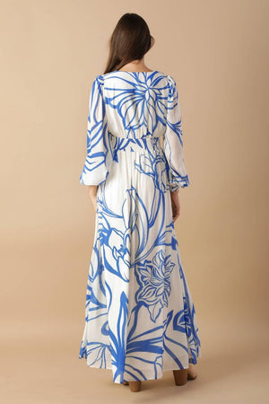 DANCING DEWDROPS WOVEN MAXI DRESS.