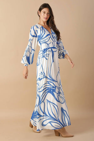 DANCING DEWDROPS WOVEN MAXI DRESS.