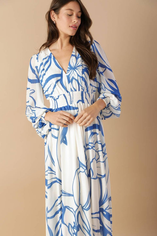 DANCING DEWDROPS WOVEN MAXI DRESS.