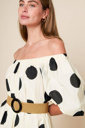 HUMMINGBIRD'S HAVEN OFF WHITE WOVEN MIDI DRESS.