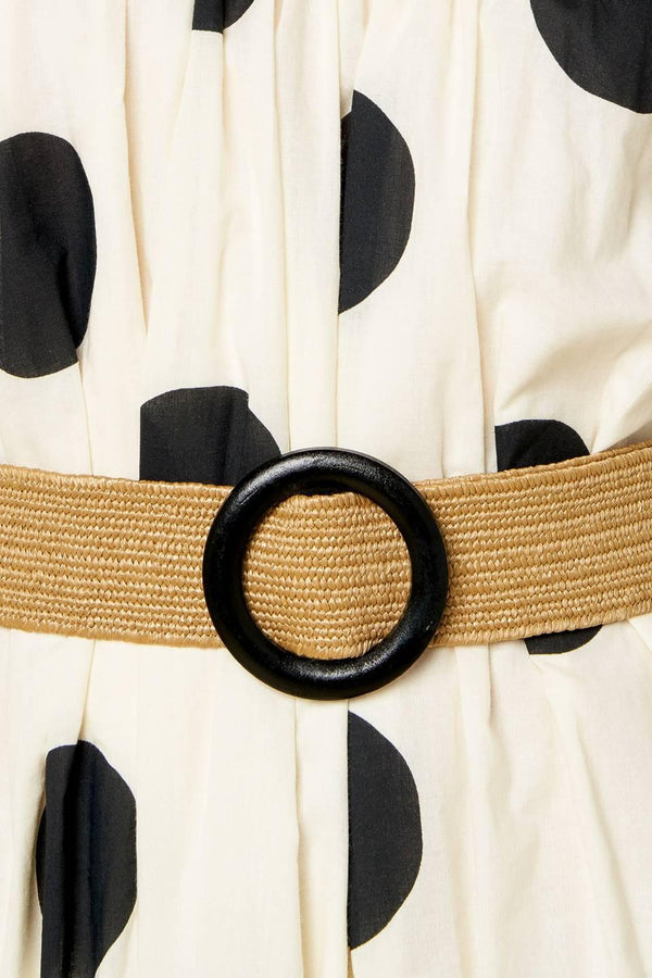 HUMMINGBIRD'S HAVEN OFF WHITE WOVEN MIDI DRESS.