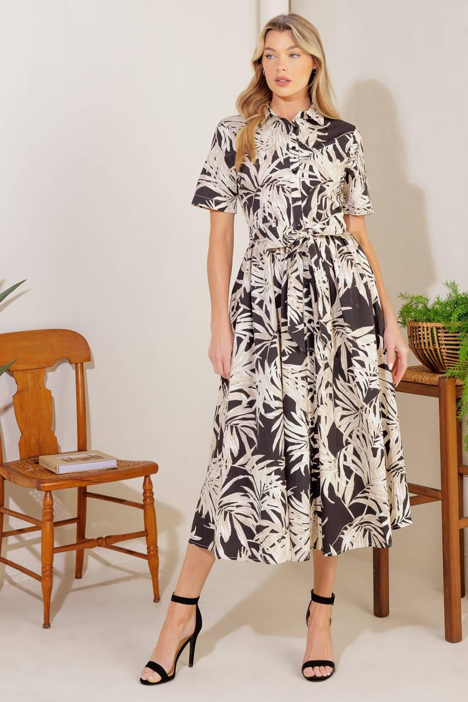 ALL YOU DO WOVEN MIDI DRESS.