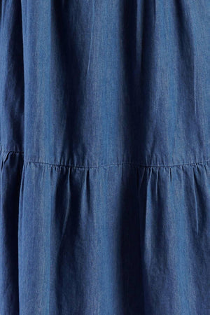 MATCH MY ENERGY WOVEN CHAMBRAY MINI DRESS.
