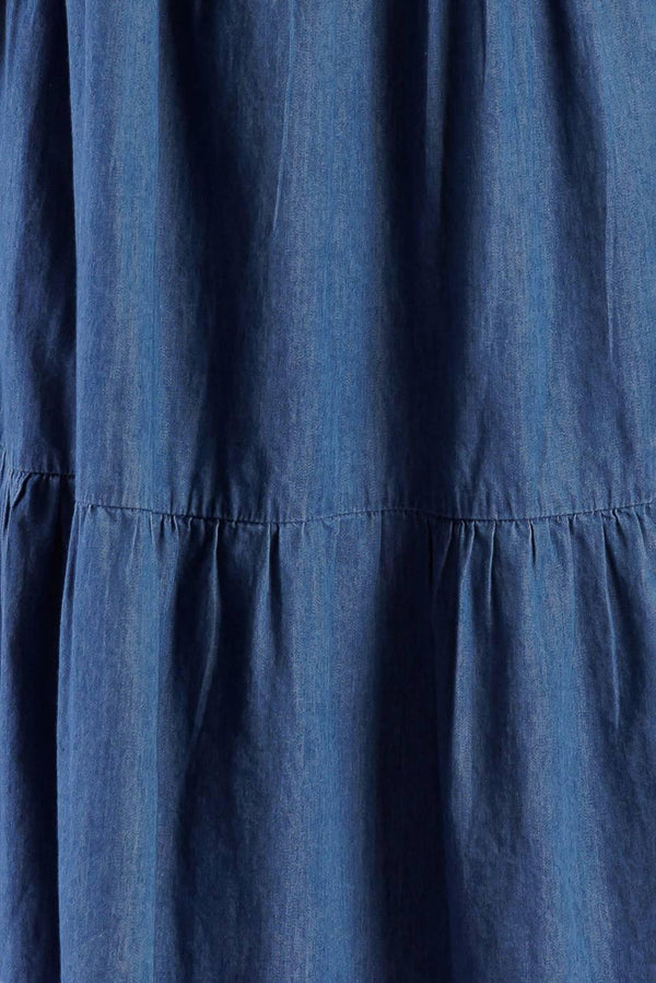 MATCH MY ENERGY WOVEN CHAMBRAY MINI DRESS.
