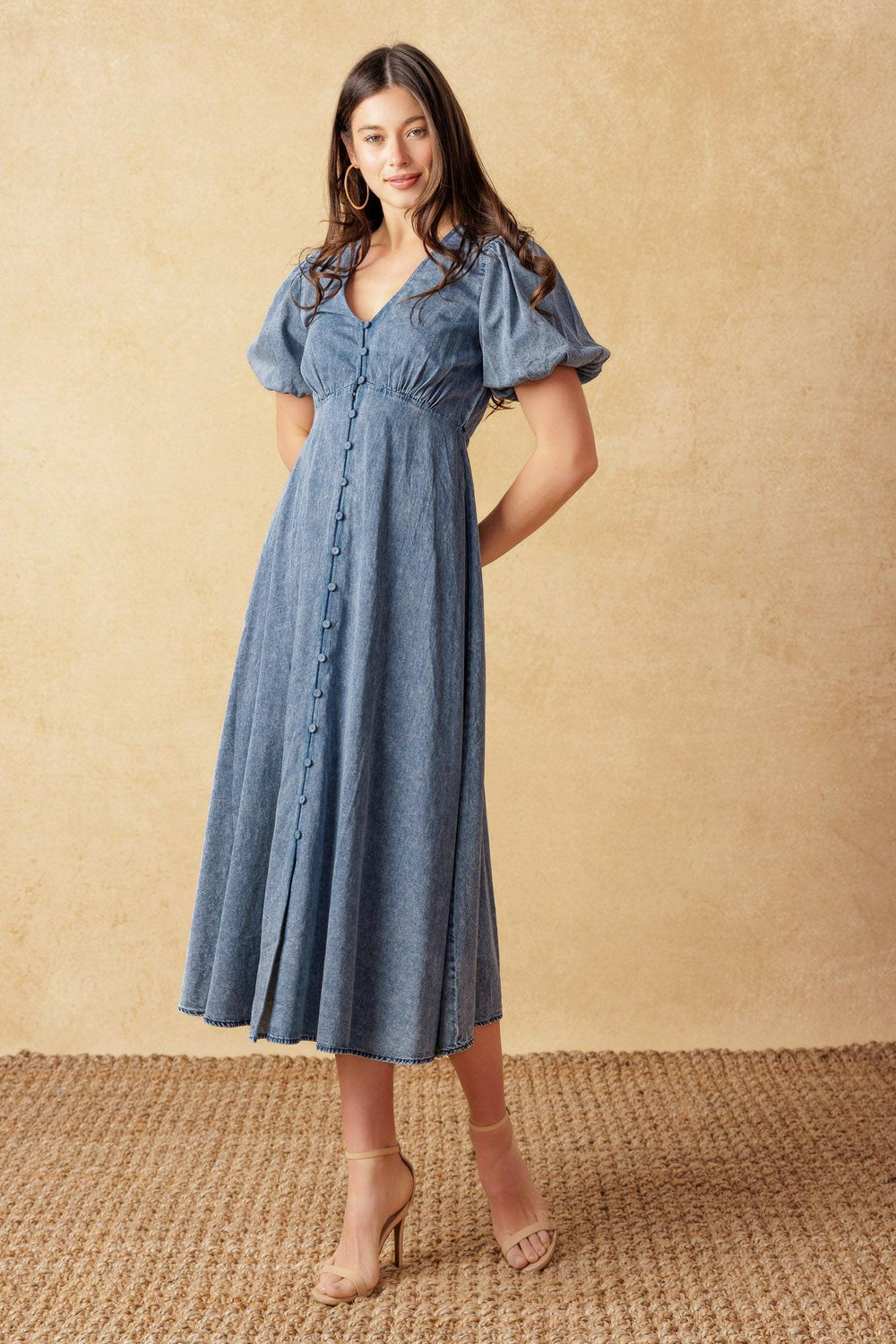 FOREVER MINE LIGHT WEIGHT DENIM MIDI DRESS - Flying Tomato - DRESSES - Flying Tomato