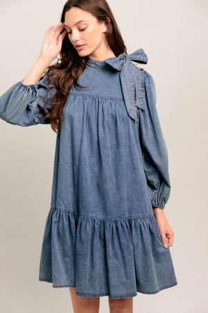 COMMON GROUND LIGHT WEIGHT DENIM MINI DRESS - Flying Tomato - DRESSES - Flying Tomato