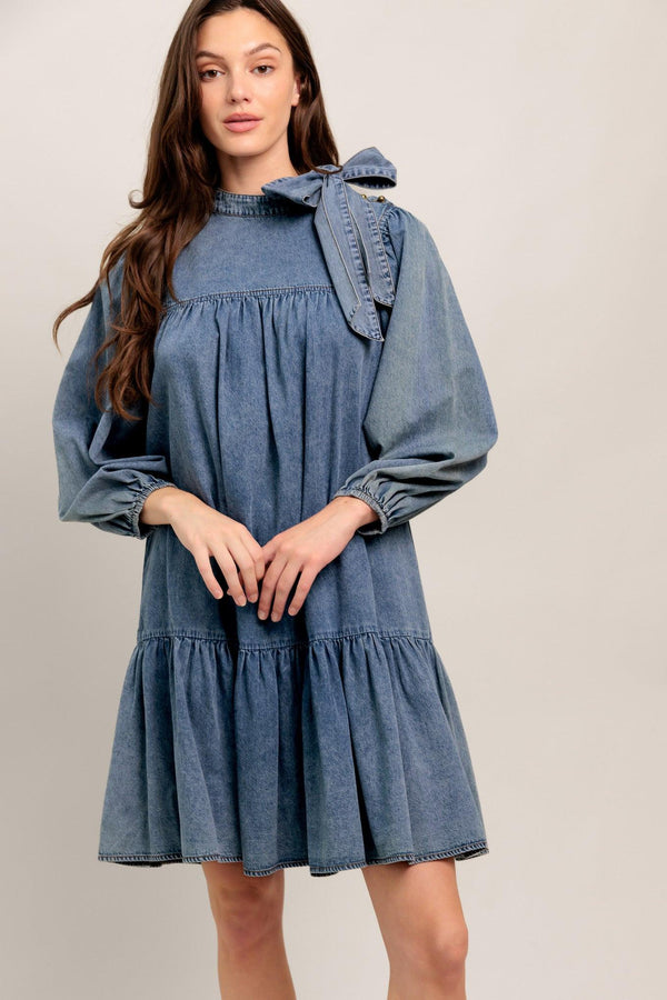 COMMON GROUND LIGHT WEIGHT DENIM MINI DRESS - Flying Tomato - DRESSES - Flying Tomato