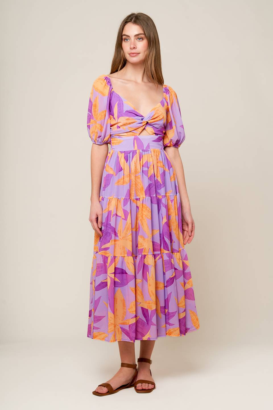 BLOOMING BRUNCH WOVEN MIDI DRESS