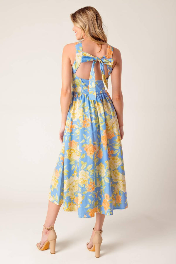 LIKE MAGIC POWDER BLUE WOVEN MIDI DRESS.