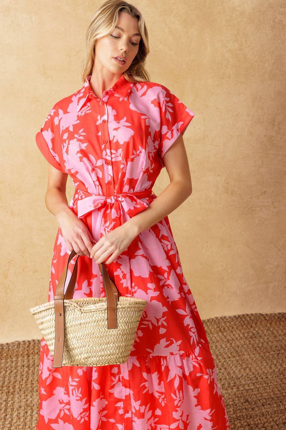 MAKE IT COUNT WOVEN MIDI DRESS.