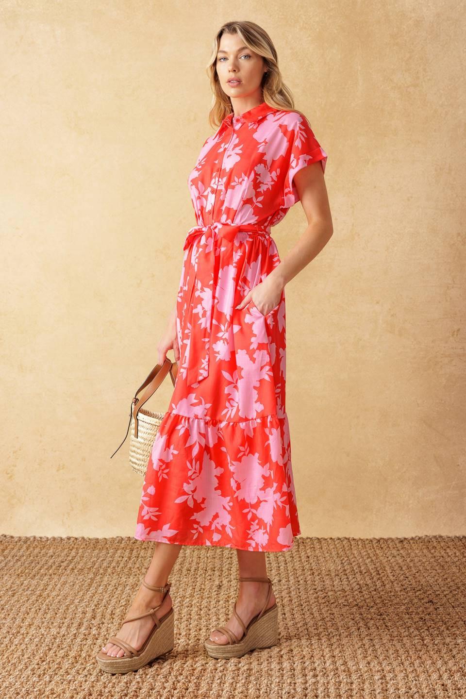 MAKE IT COUNT WOVEN MIDI DRESS.