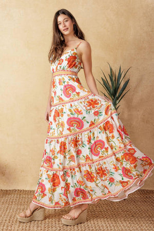 EASY ON ME IVORY RED MIDI DRESS - Flying Tomato - DRESSES - Flying Tomato