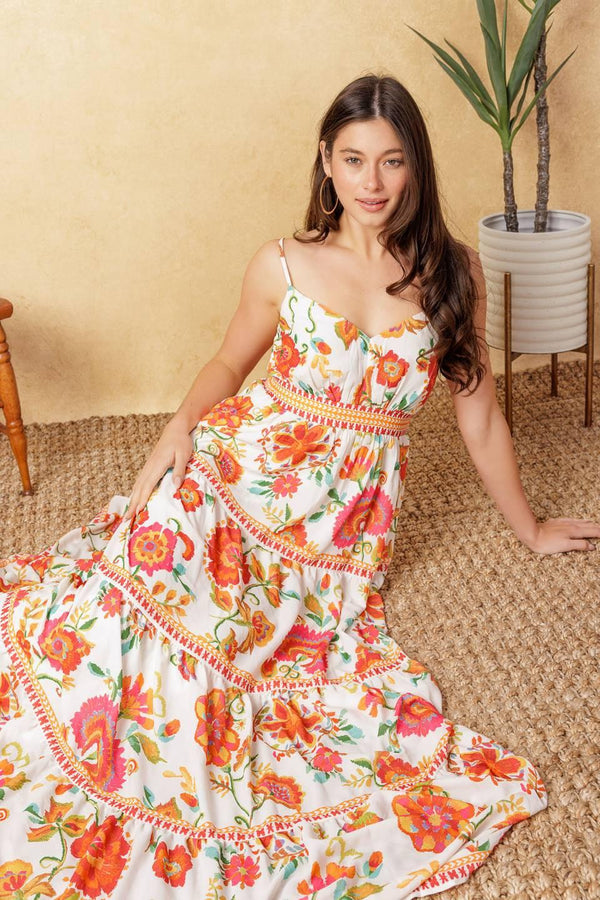 EASY ON ME IVORY RED MIDI DRESS - Flying Tomato - DRESSES - Flying Tomato