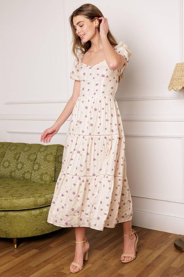SUNSET GAZING WOVEN MIDI DRESS.